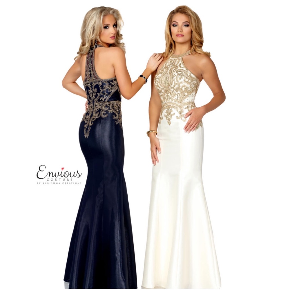 E1201 envious white/gold formal dress